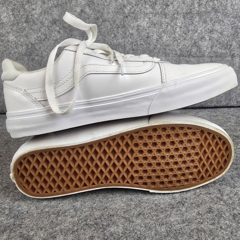 Vans Ward Luxe Comfort Womens 10 White Tonal Leather Skate Shoes Low Top Sneaker